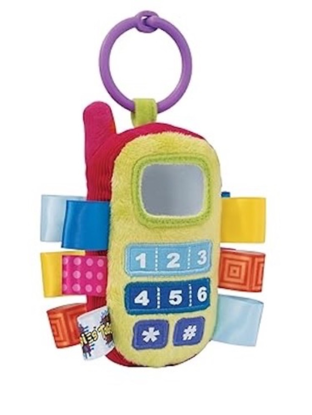 Taggies Plush Baby Toy Phone with Seat Clip, Music, Ring